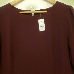 Ann Taylor Long Sleeve Burgundy Dress